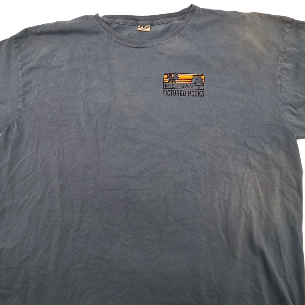 Blue 84 Pictured Rocks Michigan T-Shirt Mens 3XL Blue Graphic Tee Cotton Casual